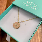 PAN DE ÁNGEL DOR - collar personalizable cruz dorada relieve 16mm